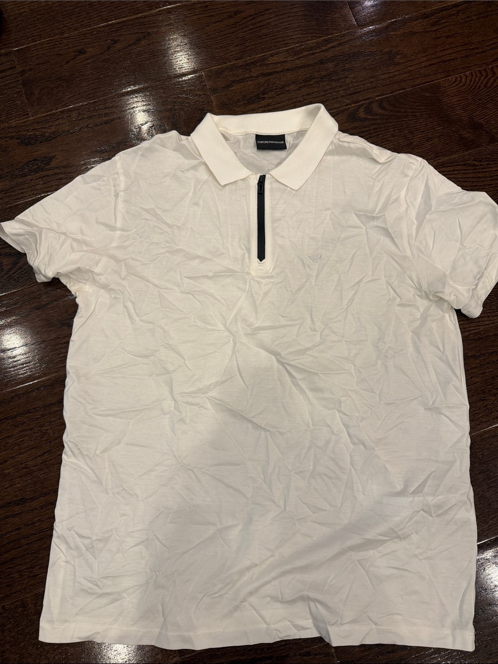 Emporio Armani White Zip Polo with Black Placket
